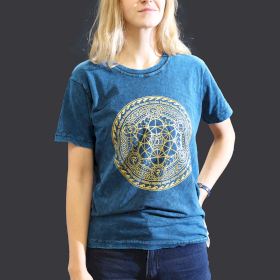 T-shirt Pequena Efeito Lavagem - Chakra - Azul