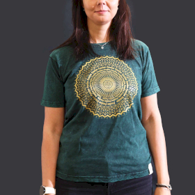 T-shirt Efeito Lavagem - Mandala - Verde