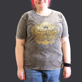 T-shirt Pequena Efeito Lavagem - Hamsa - Cinzento Escuro