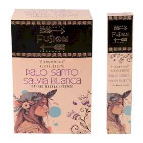 12x Varas de Palo Santo Dourado e Sálvia Branca 15g