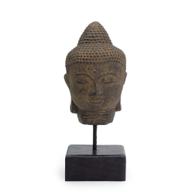 Cabeça de Buda com Suporte - Cinzento Cobre