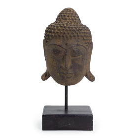 Cabeça de Buda Serenidade com Suporte  – Cinzento Cobre