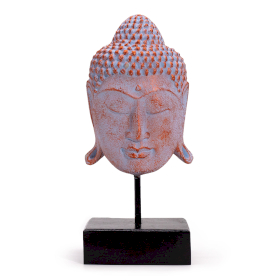 Cabeça de Buda Serenidade com Suporte  – Azul Cobre