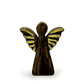 Anjo Pequeno de Madeira de Manga – Dourado – 12 cm