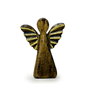 Anjo Pequeno de Madeira de Manga – Dourado – 16 cm