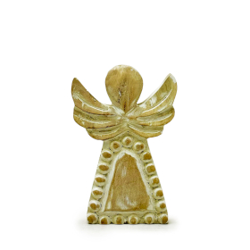 Anjo de Madeira de Manga – Branqueado – 13 cm