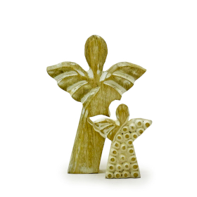 Anjos de Madeira de Manga – Branqueado – 15 cm