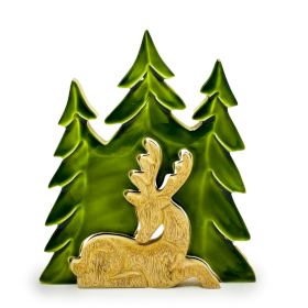 Decoração de Madeira 3D Cervo na Floresta – 23x20 cm
