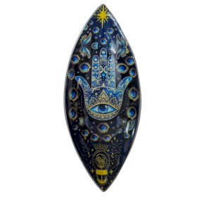 Porta-Incenso Esmaltado – Madeira de Manga - Hamsa Azul