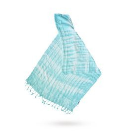 4x Echarpe Boho Arte de Java – Riscas Verde-Azulado - 62x200 cm