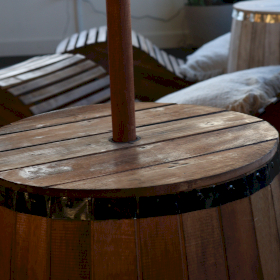 Mesa Barril de Cerveja e Suporte para Chapéu-de-Sol - Natural
