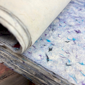 10x Papel Artesanal Lokta - Algodão Azul