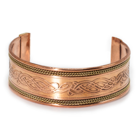 6x Pulseiras Largas de Cobre com Decoração em Latão (sortidas)