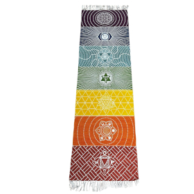 Tapete de Yoga 100% Algodão - 60x200cm - 7 Chakras