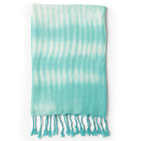 4x Echarpes Boho Arte de Java – Riscas Verde-Azulado