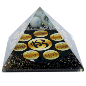 Pirâmide de Orgonite - Om Chakra Meia-Noite - 90mm