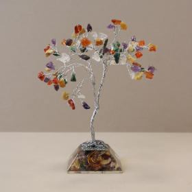 Árvore de Pedras com Base de Orgonite - 80 Pedras - Multicolor