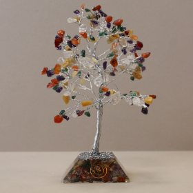Árvore de Pedras com Base de Orgonite - 160 Pedras - Multicolor