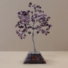 Árvore de Pedras com Base de Orgonite - 160 Pedras - Ametista