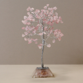 Árvore de Pedras com Base de Orgonite - 160 Pedras - Quartzo Rosa