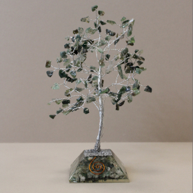 Árvore de Pedras com Base de Orgonite - 160 Pedras - Ágata Musgo