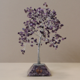 Árvore de Pedras com Base de Orgonite - 320 Pedras - Ametista