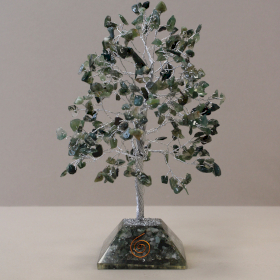 Árvore de Pedras com Base de Orgonite - 320 Pedras - Ágata Musgo