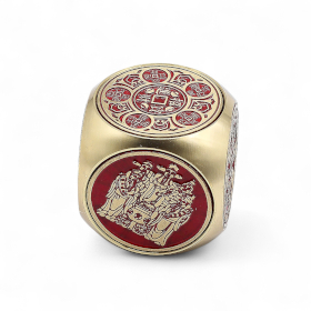 Dado Feng Shui da Prosperidade Vermelho & Latão - Plano