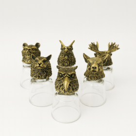 6x Copos de Shot (50ml) – Criaturas da Floresta Selvagem – Bronze Antigo