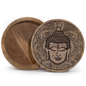 Caixa Redonda Grande 17,5x7,5cm - Cara de Buda Preto
