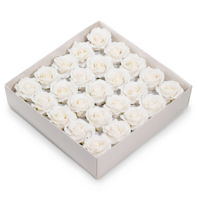 25x Flores de Sabão Artesanal – Rosa Romântica (5 Camadas) – Branco