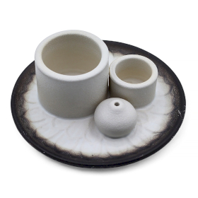 Suporte para Pau Santo e Tochas – Mandala – Branco & Cinzento