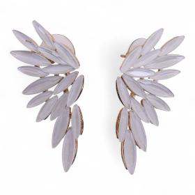 Brincos de Vidro Vintage - Asas de Anjo - Pérola