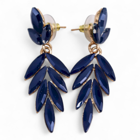 Brincos de Vidro Vintage - Pendente Longo - Azul Royal