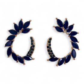 Brincos de Vidro Vintage - Argola - Azul Royal