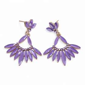 Brincos de Vidro Vintage - Pendente Longo - Lavanda