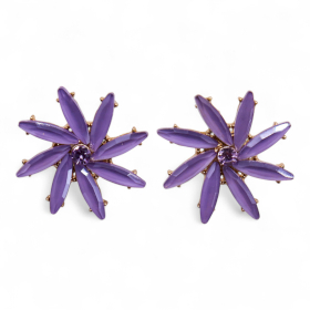 Brincos de Vidro Vintage - Flores - Lavanda