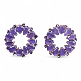 Brincos de Vidro Vintage - Argola - Lavanda