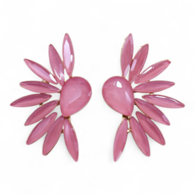 Brincos de Vidro Vintage - Asas de Anjo - Quartzo Rosa