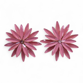 Brincos de Vidro Vintage - Flores - Quartzo Rosa