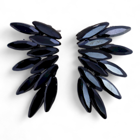 Brincos de Vidro Vintage - Fadas - Preto Azabache