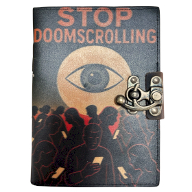 Caderno de Couro Estampado - Pare de Fazer Doomscrolling