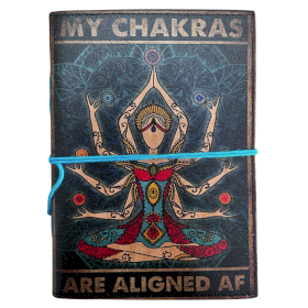 Caderno de Couro Estampado - Os Meus Chakras Estão Alinhados