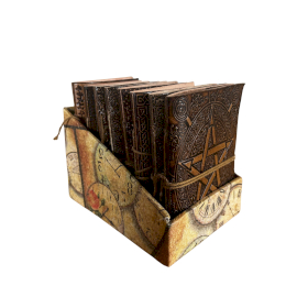 8x Cadernos de Couro Esotéricos Pequenos Sortidos (10x7cm) - Expositor