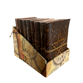 8x Cadernos de Couro Esotéricos Médios Sortidos (12x9cm) - Expositor