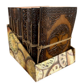 8x Cadernos de Couro Esotéricos Sortidos (15x11cm) - Expositor