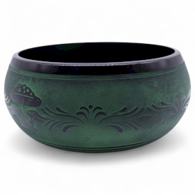 Taça Tibetana “Cogumelo” Extra Alta – 23x10,5 cm – Verde Musgo