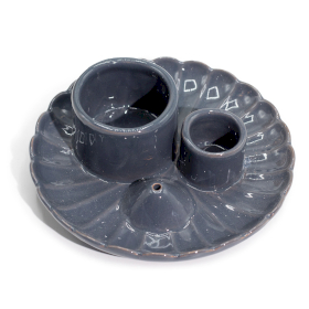 Suporte para Pau Santo e Tochas – Flor de Lótus – Cinzento Brilhante