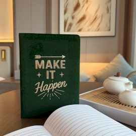 Caderno Aveludado - Faz Acontecer - 80 Páginas - Verde Escuro