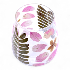 4x Vidro Floral Natural – Castiçal Vaso – Primavera – (12x11cm)